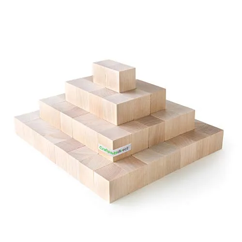 1.5 inch Wood Blocks | Natural Unfinished Craft Wooden Cubes -by CraftpartsDirect.com | Bag of 10