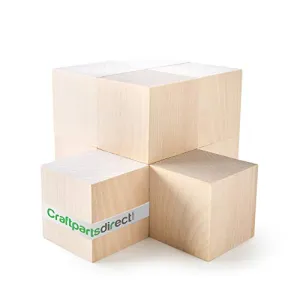 1.5 inch Wood Blocks | Natural Unfinished Craft Wooden Cubes -by CraftpartsDirect.com | Bag of 10