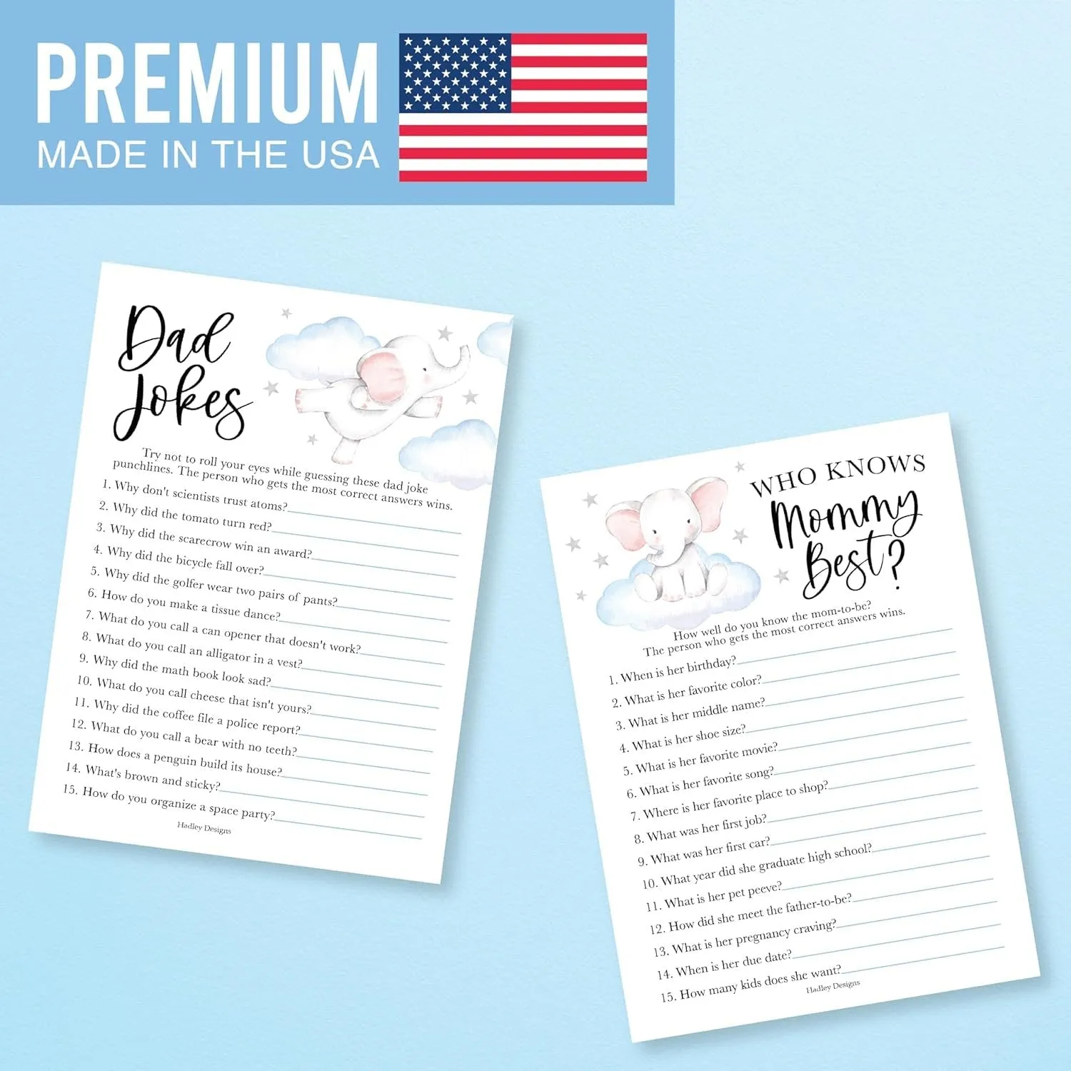 20 Elephant Baby Shower Games Boy - Hilarious Baby Shower Games For Boy, Who Knows Mommy Best Baby Shower Game Card, Baby Games For Baby Shower Games Dad Jokes, Baby Shower Boy Baby Shower Games Funny