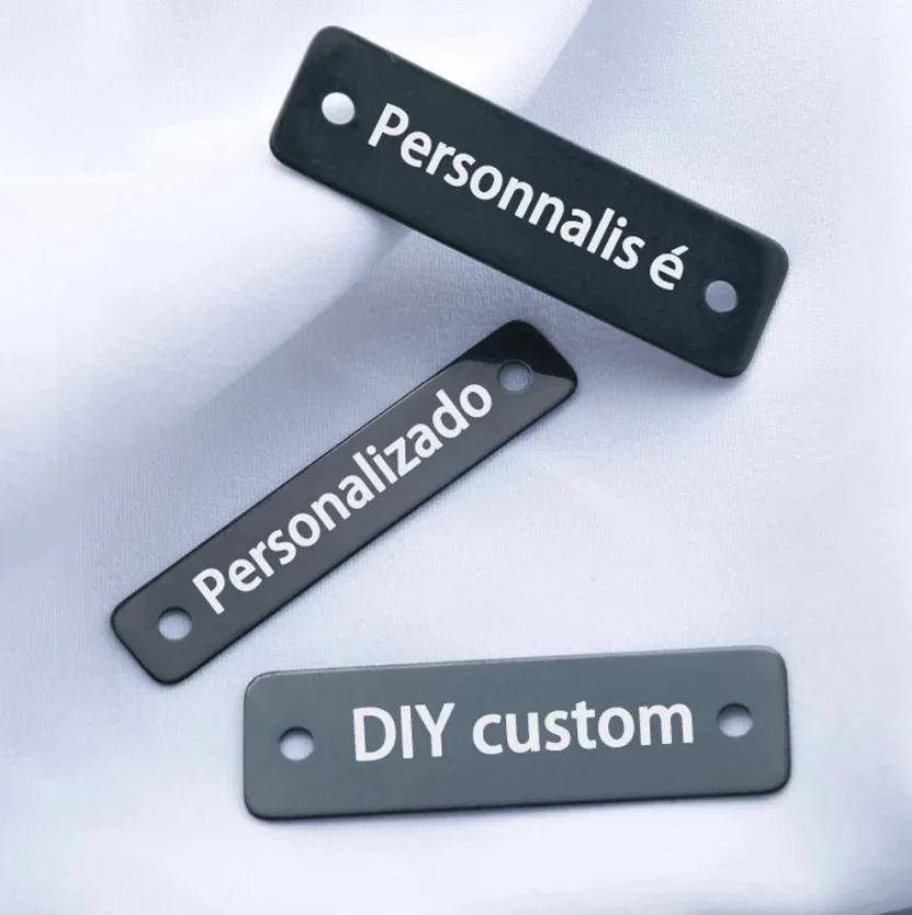 30 Pcs Custom Connector Charms, ,Personalized  Black Silver Gold Rectangle Connector Charm, Laser Engraved, DIY Centerpiece Bar Jewelry