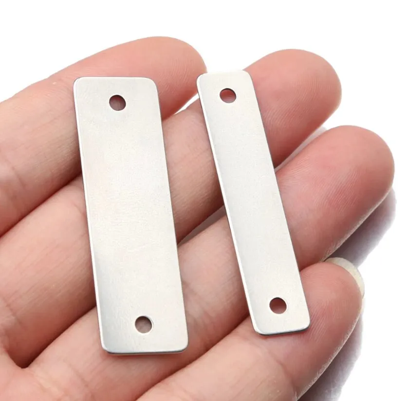 30 Pcs Custom Connector Charms, ,Personalized  Black Silver Gold Rectangle Connector Charm, Laser Engraved, DIY Centerpiece Bar Jewelry