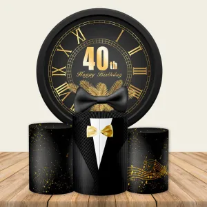 40th Birthday Round Backdrop Circle Backdrop for Men's Birthday Party Decoration