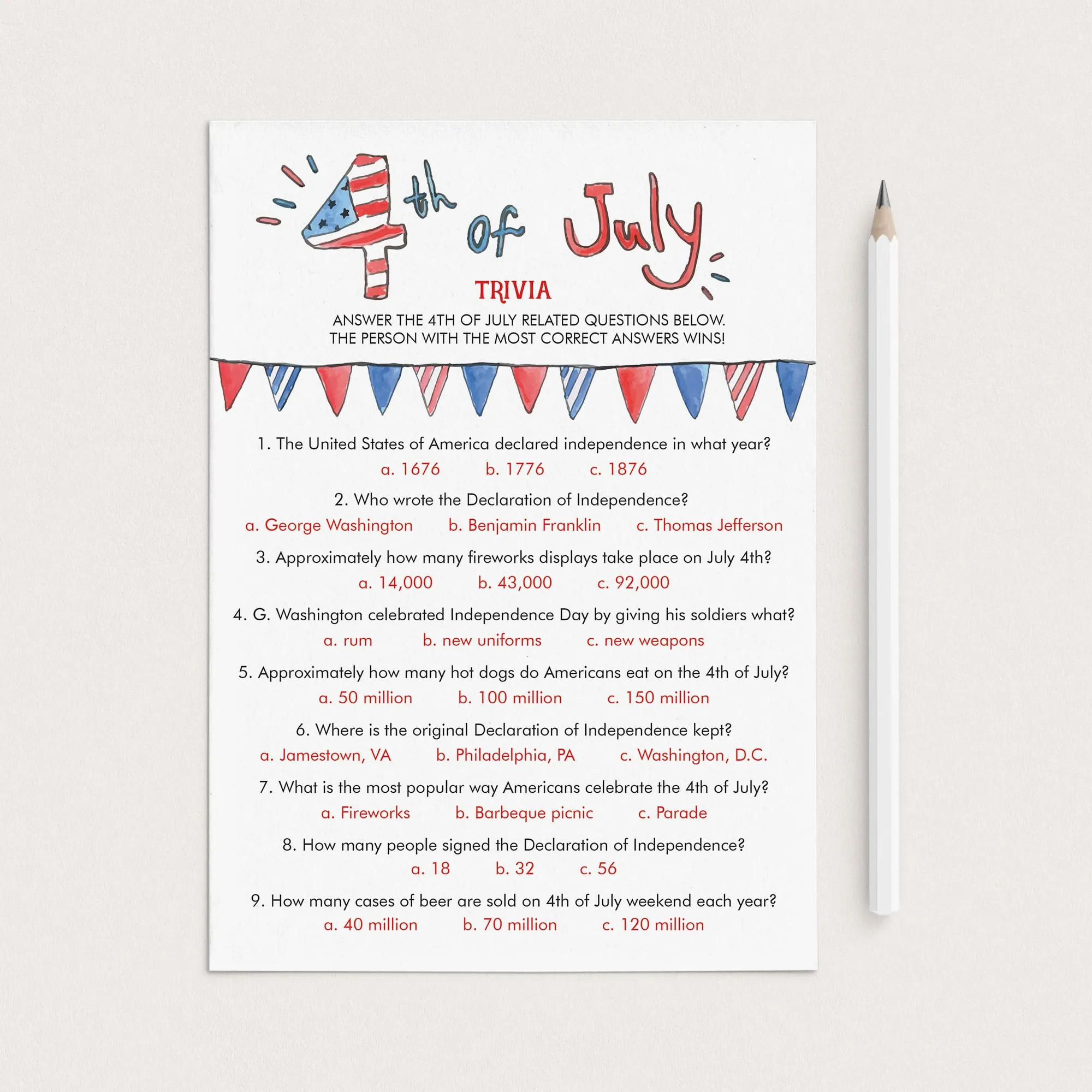 4th of July BBQ Games Bundle Instant Download
