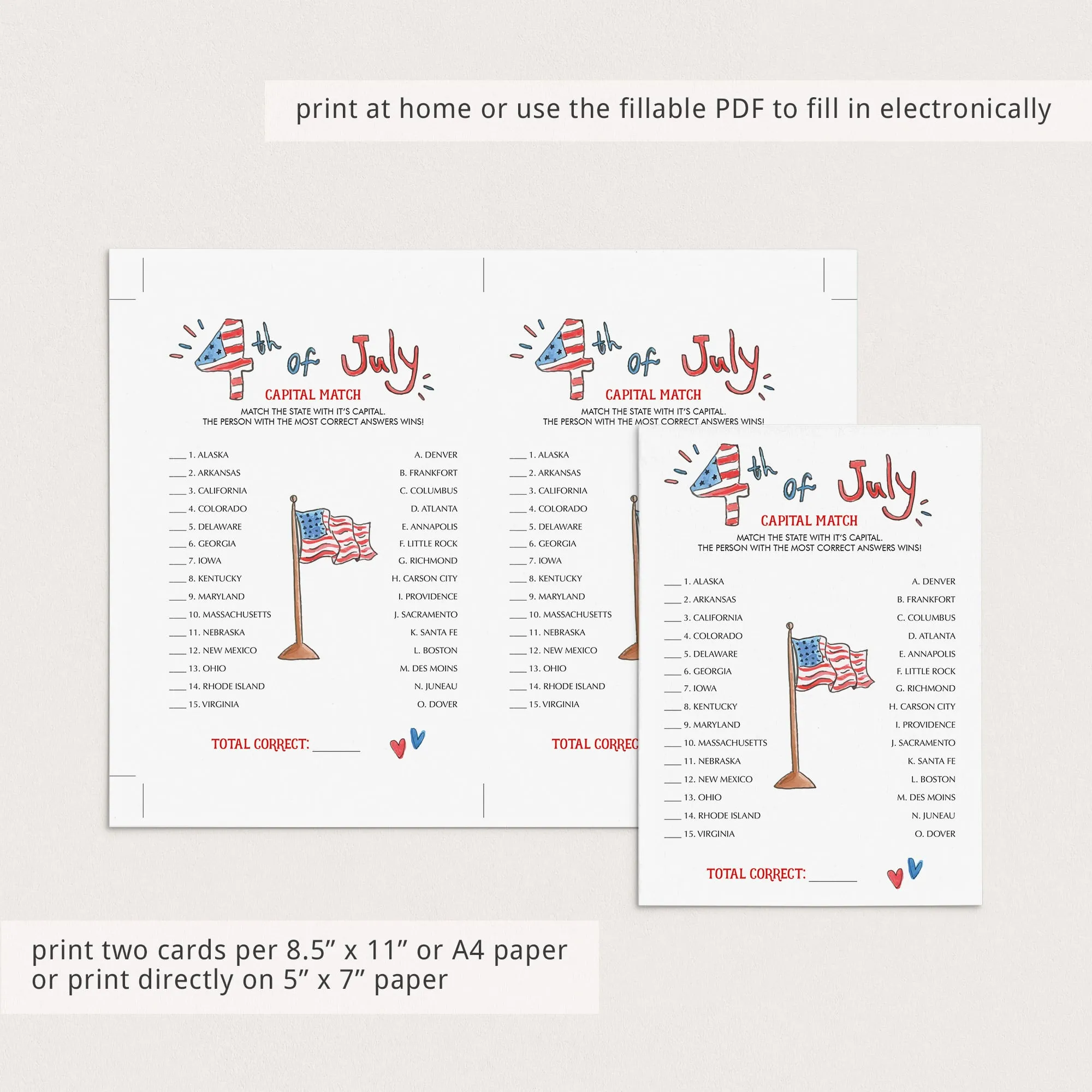 4th of July BBQ Games Bundle Instant Download