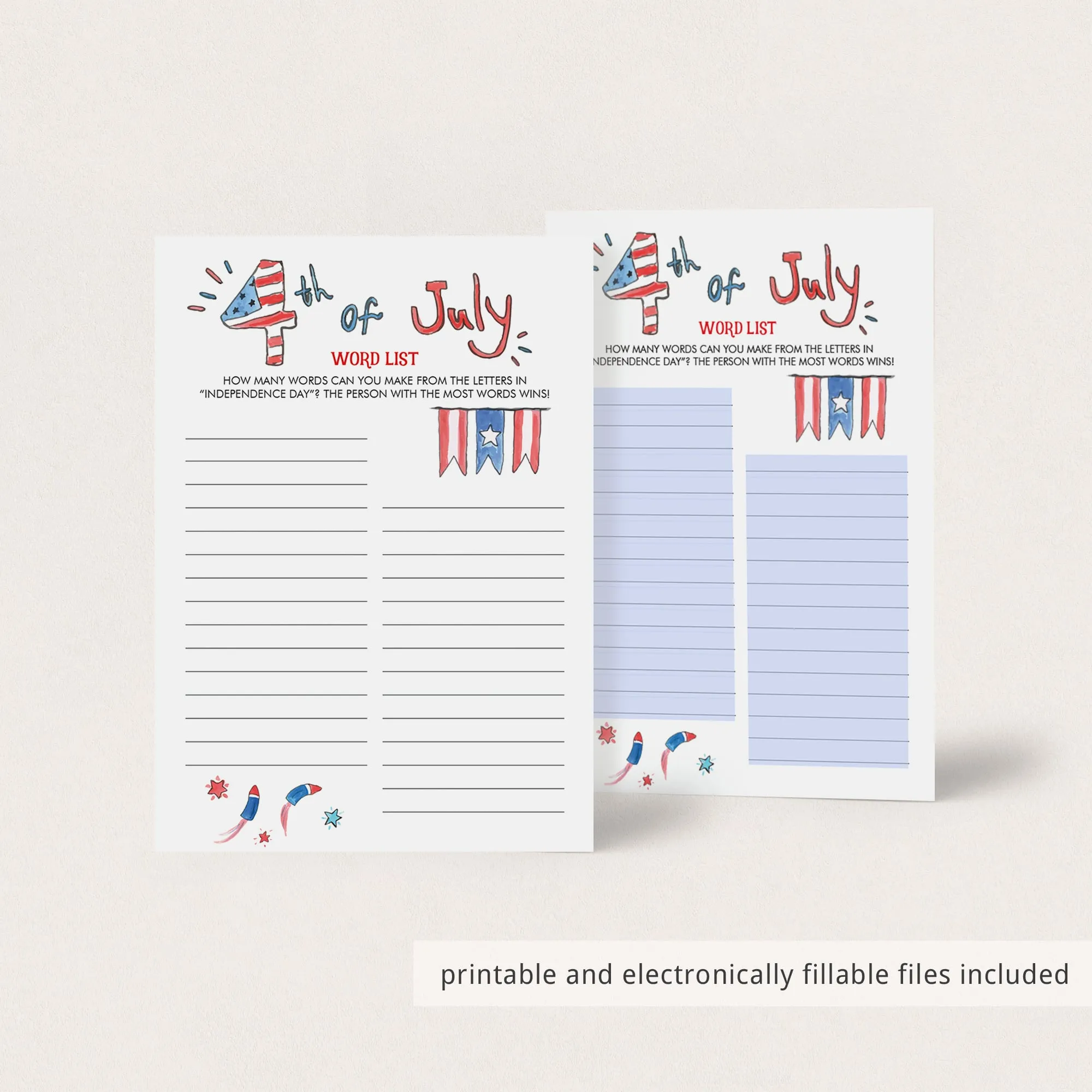 4th of July BBQ Games Bundle Instant Download