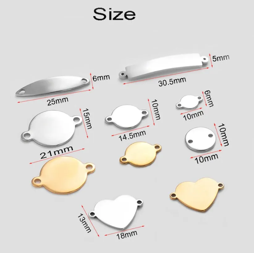 50 Pcs Custom Connector Charms,, Personalized Rectangle Connector Charm, Stainless Steel Silver Laser Engraved, DIY Centerpiece Bar Jewelry