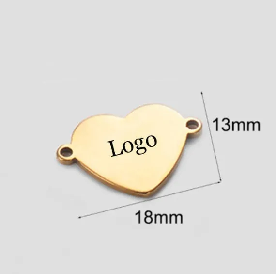 50 Pcs Custom Connector Charms,, Personalized Rectangle Connector Charm, Stainless Steel Silver Laser Engraved, DIY Centerpiece Bar Jewelry