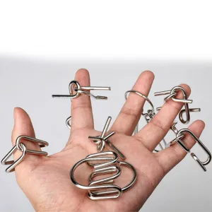 7 Pcs/ Set IQ Test Mind Game Toys Brain Teaser Metal Wire Puzzles Magic Trick High Quality