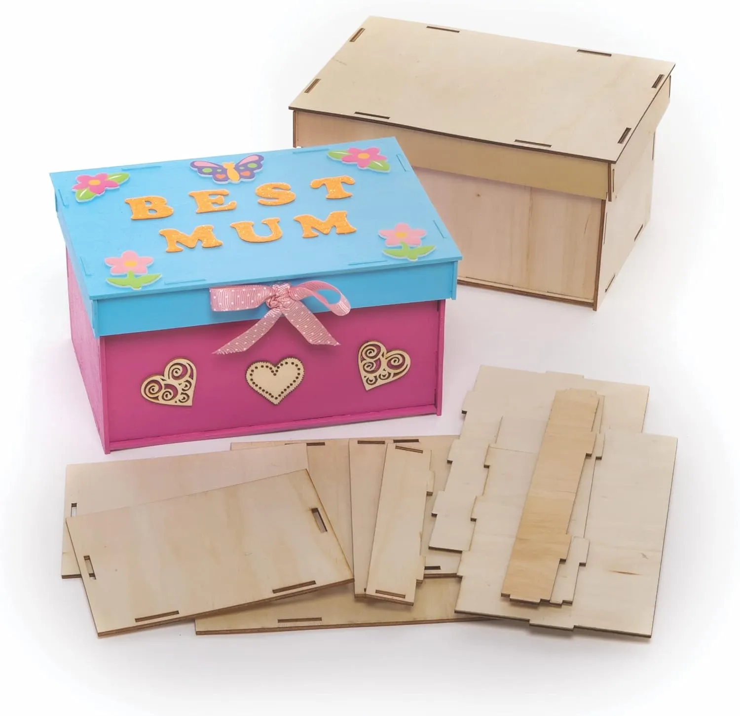 American Elm Pack of 2 Large Wooden Box Kits in Make and Decorate Wooden Pieces Wooden Box
