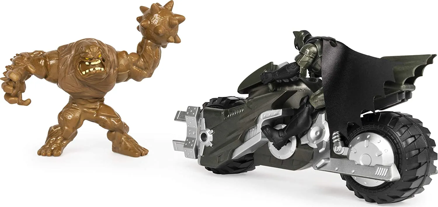 BATMAN Batcycle Vehicle with Exclusive and Clayface 4-Inch Action Figures