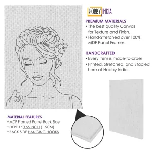 Beautiful Girl Boho Art DIY Canvas Base for Painting