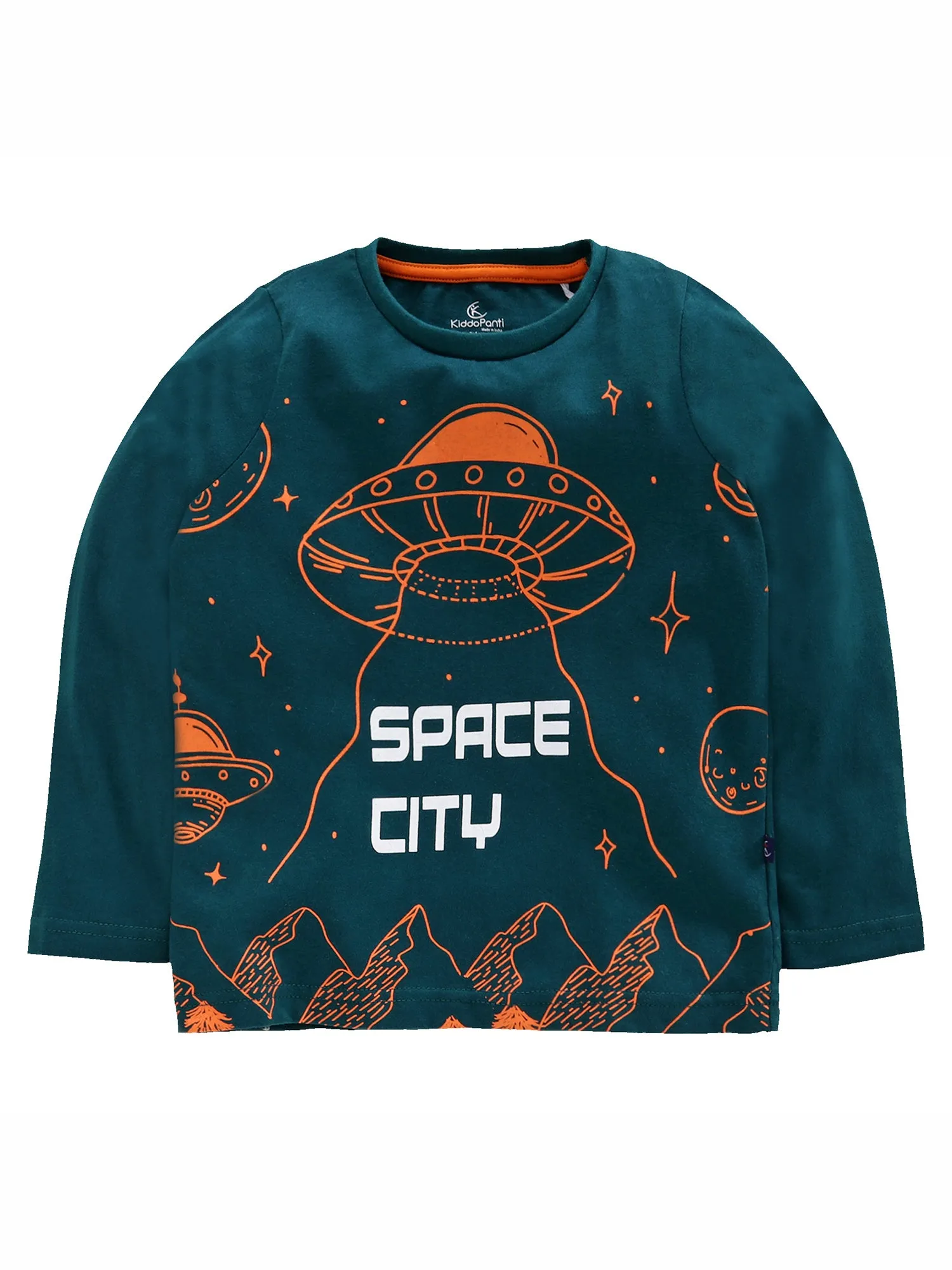 Boys Cotton T-Shirt with Print & Solid Pyjama Sets