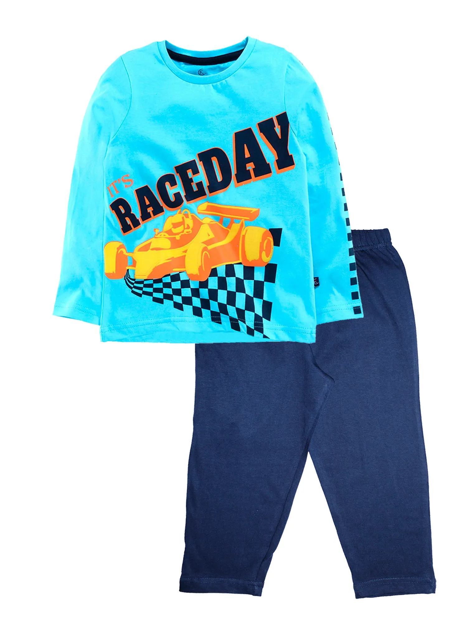 Boys Cotton T-Shirt with Print & Solid Pyjama Sets