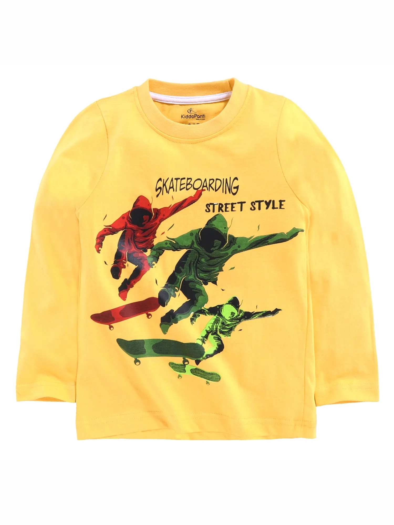 Boys Cotton T-Shirt with Print & Solid Pyjama Sets