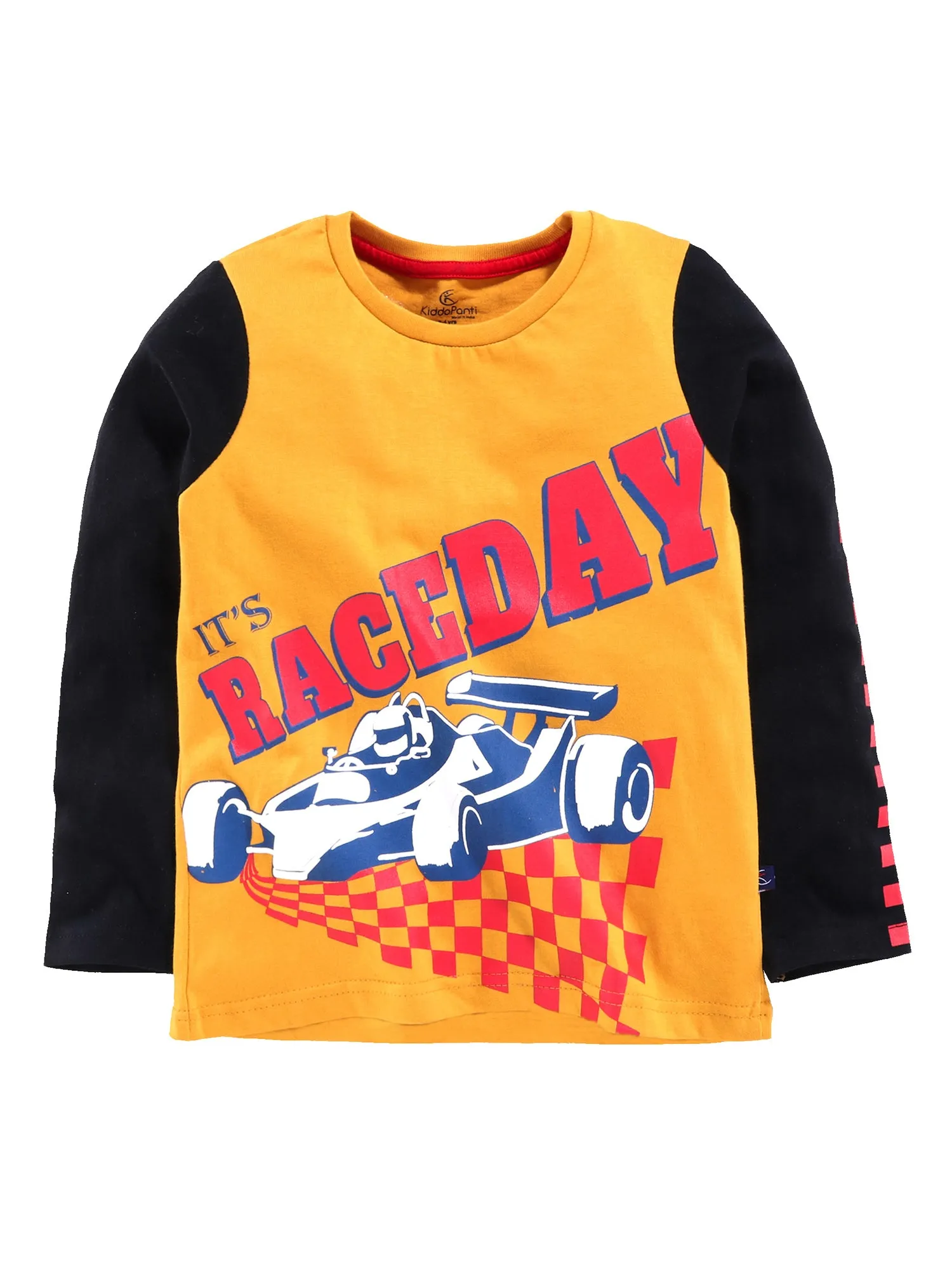Boys Cotton T-Shirt with Print & Solid Pyjama Sets