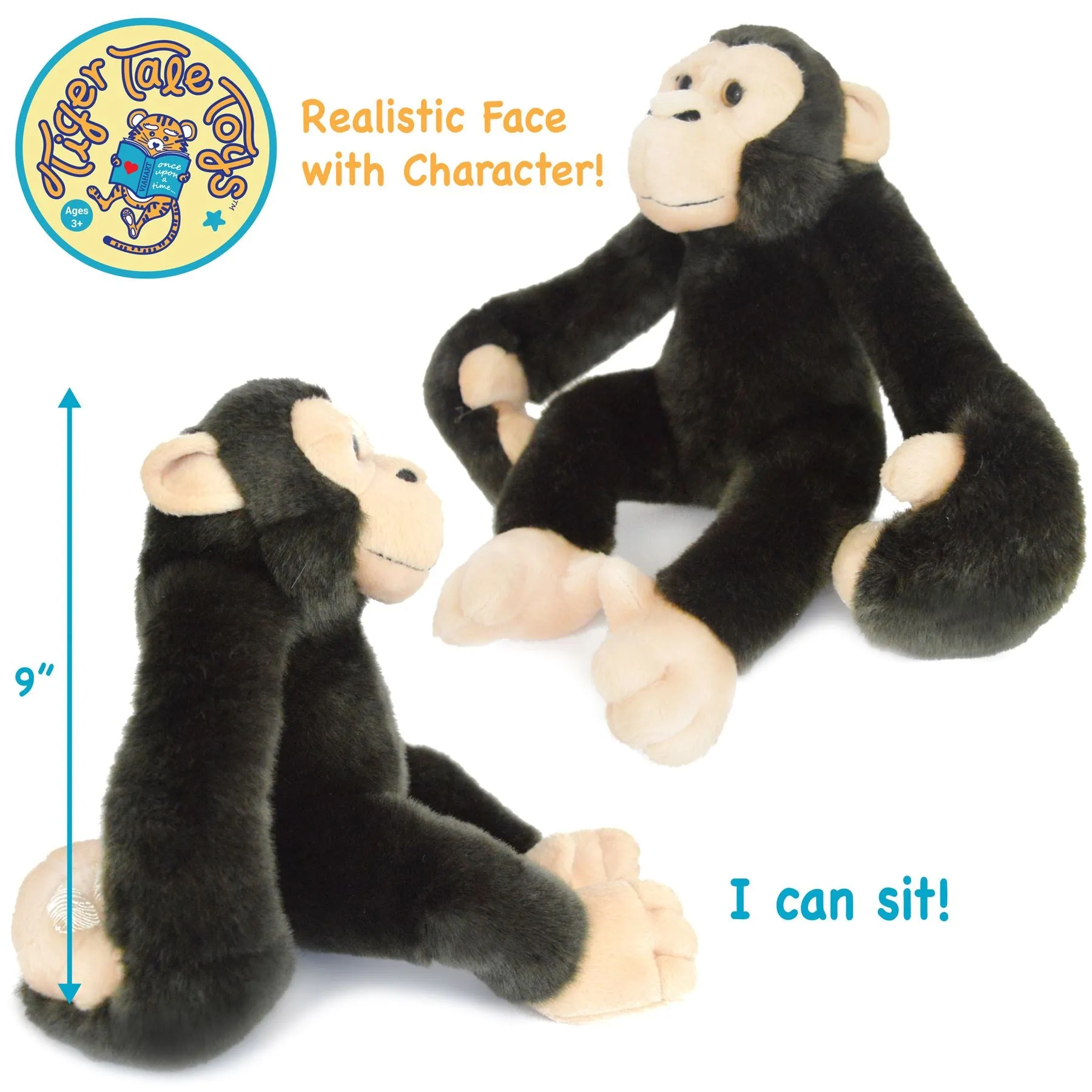 Chance The Chimpanzee | 15 Inch Stuffed Animal Plush | By TigerHart Toys