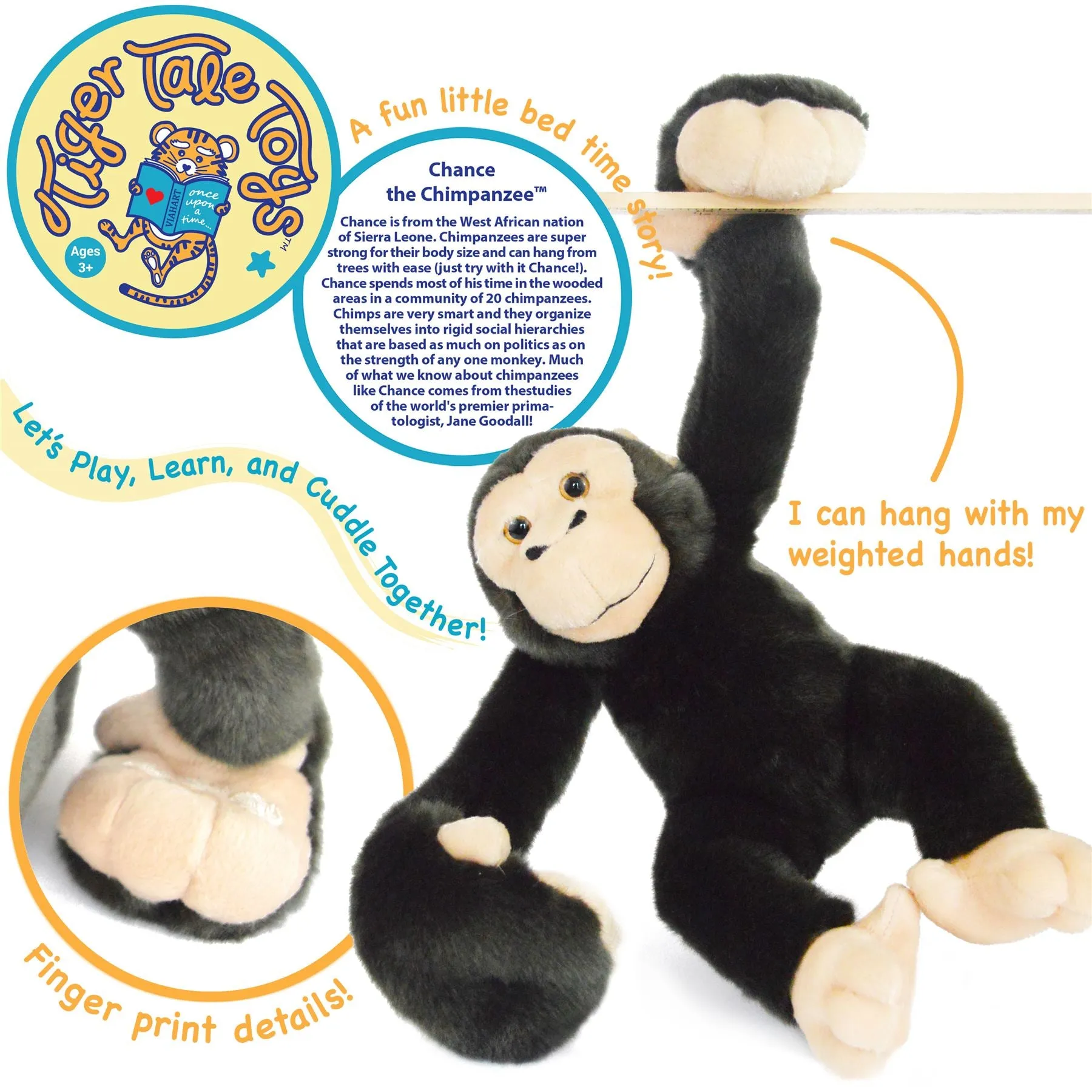 Chance The Chimpanzee | 15 Inch Stuffed Animal Plush | By TigerHart Toys