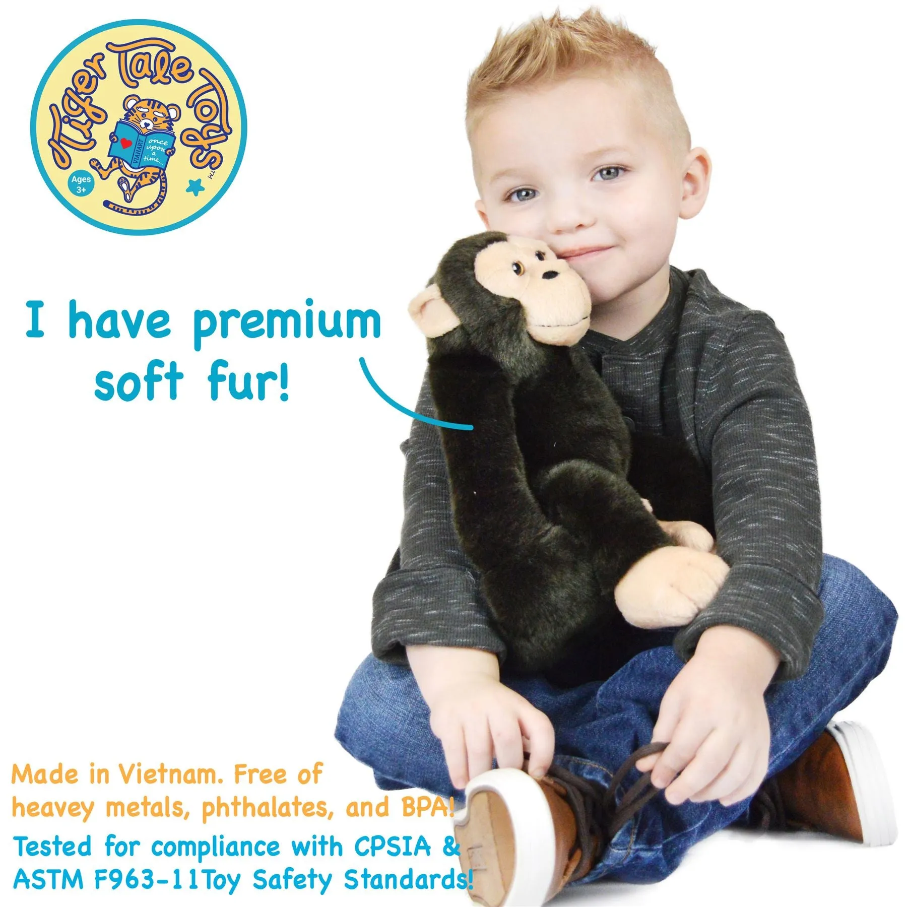 Chance The Chimpanzee | 15 Inch Stuffed Animal Plush | By TigerHart Toys