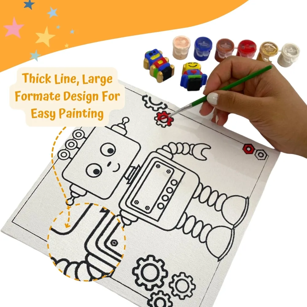 Craftopedia 4 In 1 Canvas Set - Robot | DIY Art and Craft Kit