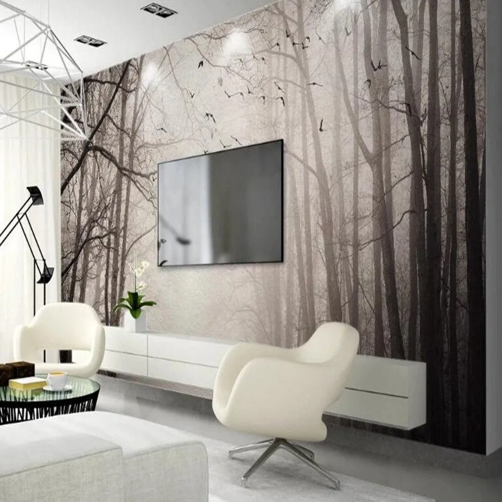 Custom Wallpaper Mural Retro Nostalgic Forest Bird (㎡)