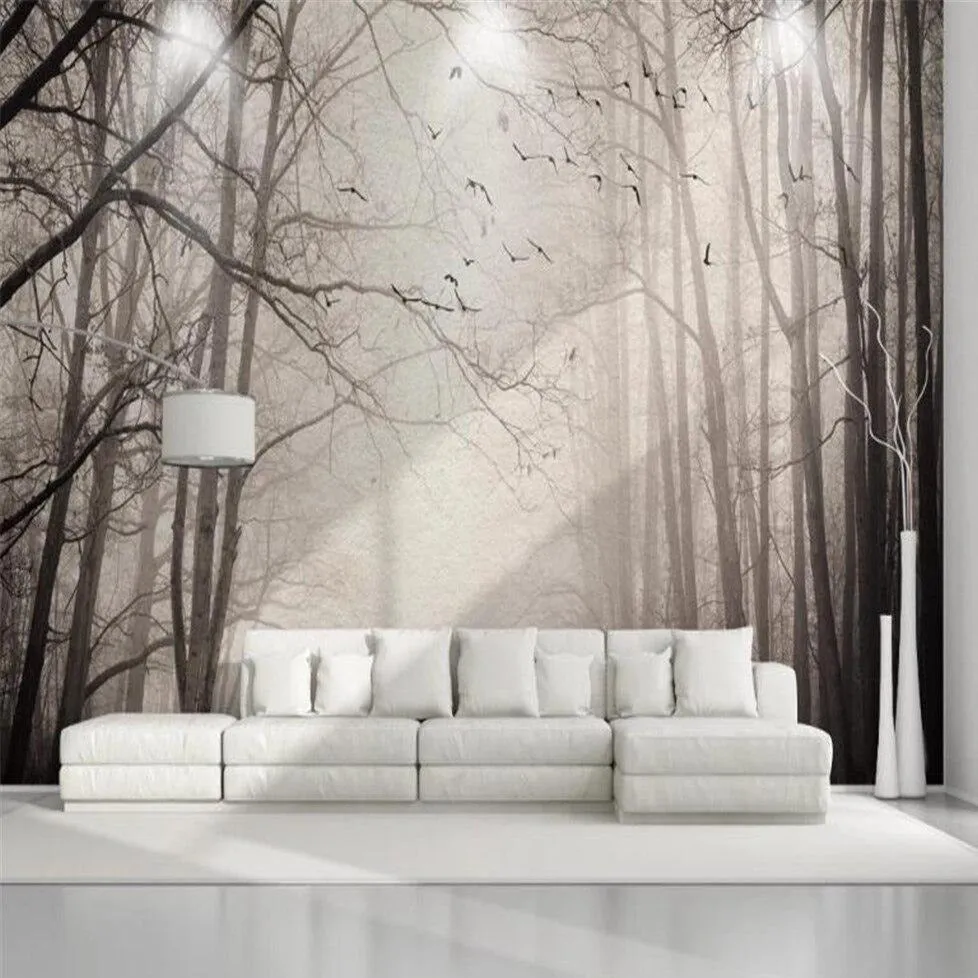 Custom Wallpaper Mural Retro Nostalgic Forest Bird (㎡)