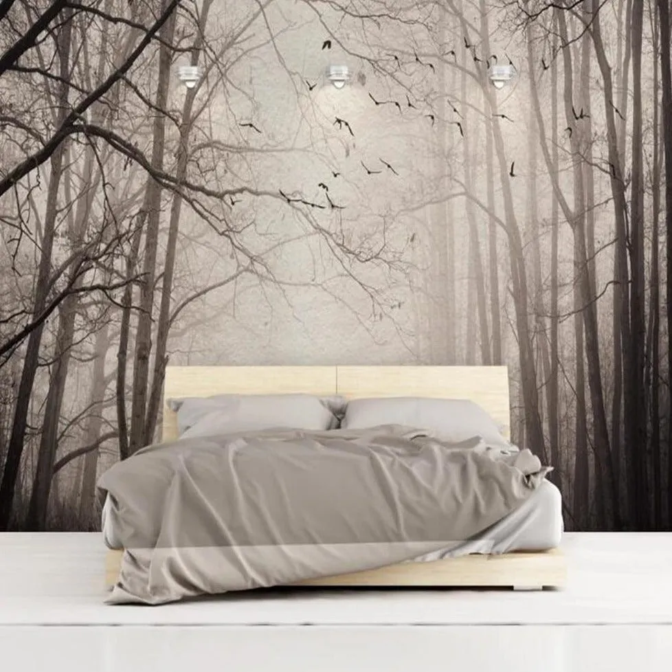 Custom Wallpaper Mural Retro Nostalgic Forest Bird (㎡)