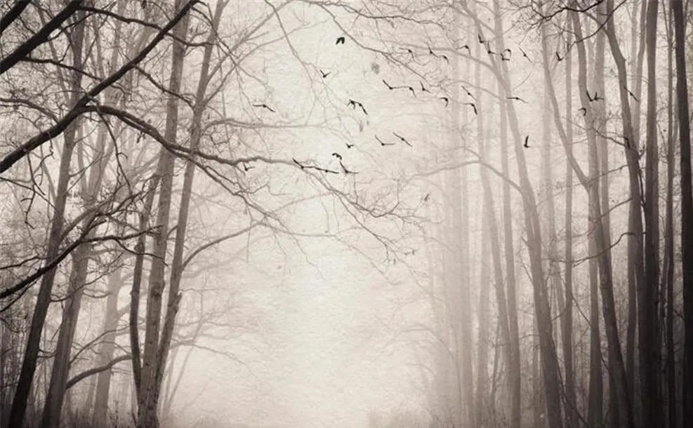 Custom Wallpaper Mural Retro Nostalgic Forest Bird (㎡)