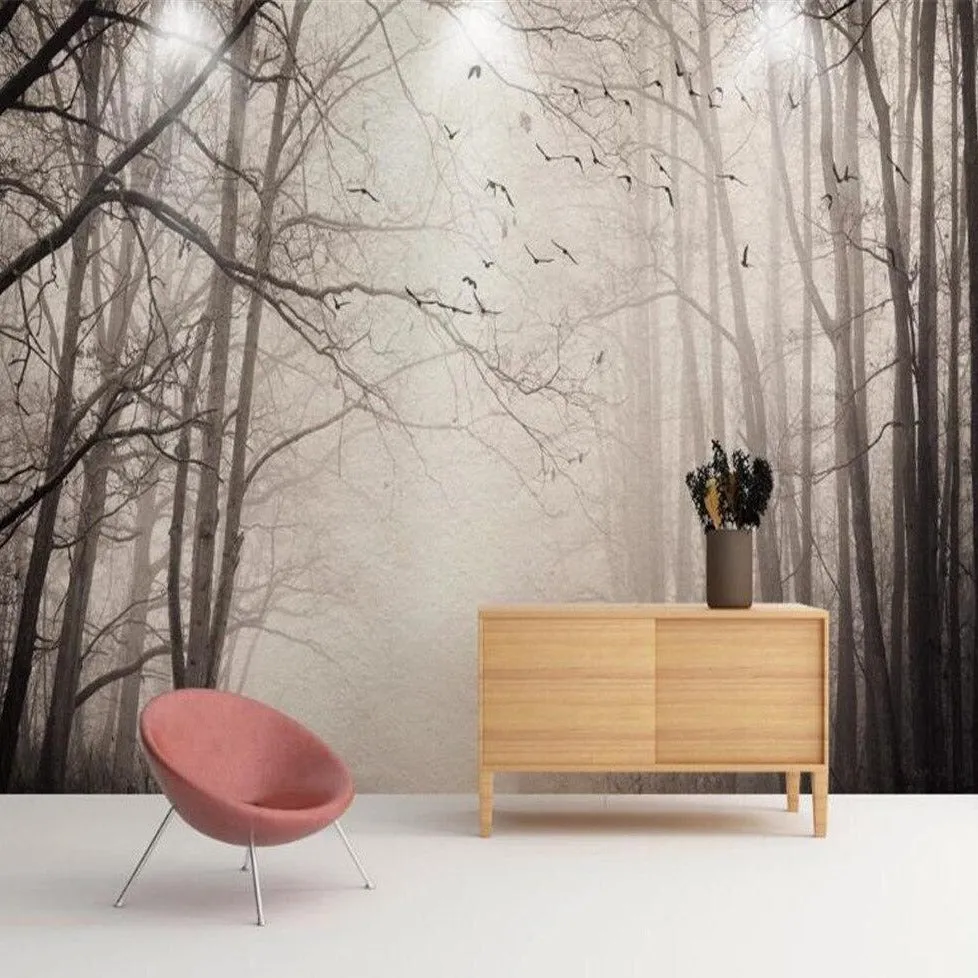 Custom Wallpaper Mural Retro Nostalgic Forest Bird (㎡)