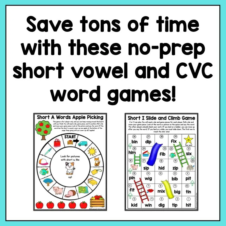 CVC Word Games: Kindergarten No-Prep Phonics