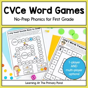 CVCe Games (Silent E Word Games): First Grade No-Prep Phonics