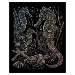 Engraving Art Holographic Foil Set Sea Horses