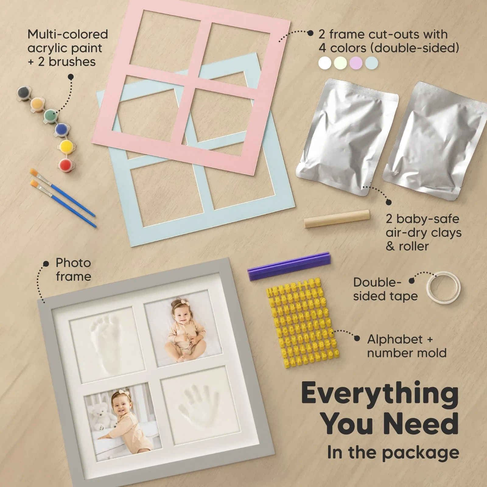 Ever Baby Hand & Footprint Keepsake Frame (Cloud Gray)