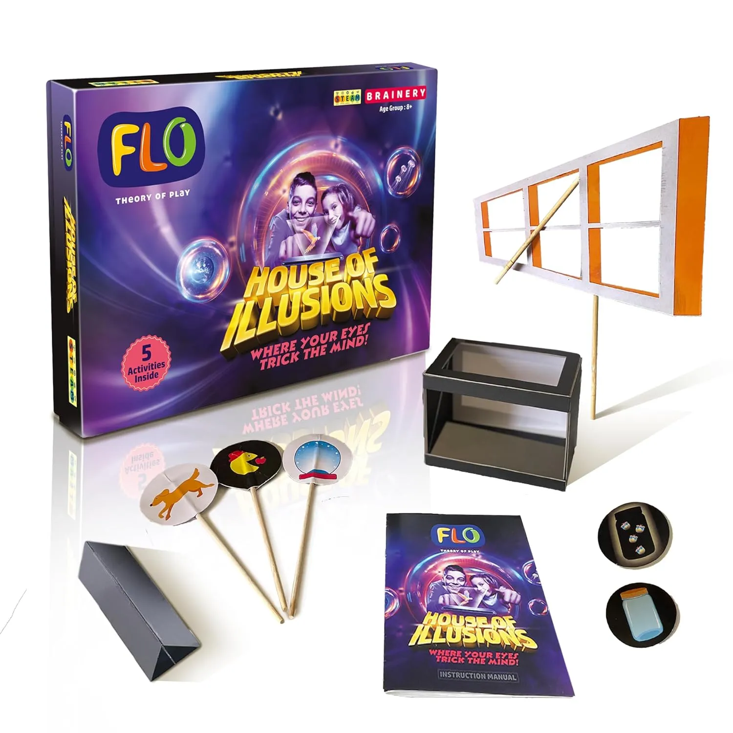 FLO Toys Steam House Of Illusions All In One Creative Fun Board Game For Kids Ages 8 