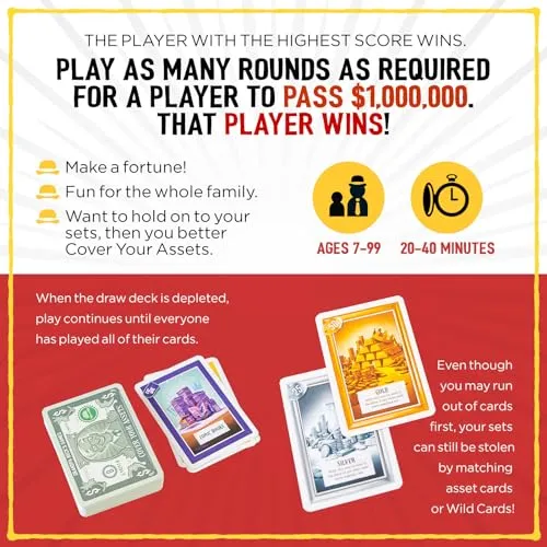 Grandpa Beck's Games Cover Your Assets | from The Creators of Skull King | Easy to Learn and Outrageously Fun for Kids, Teens, & Adults Alike | 2-6 Players Ages 7 