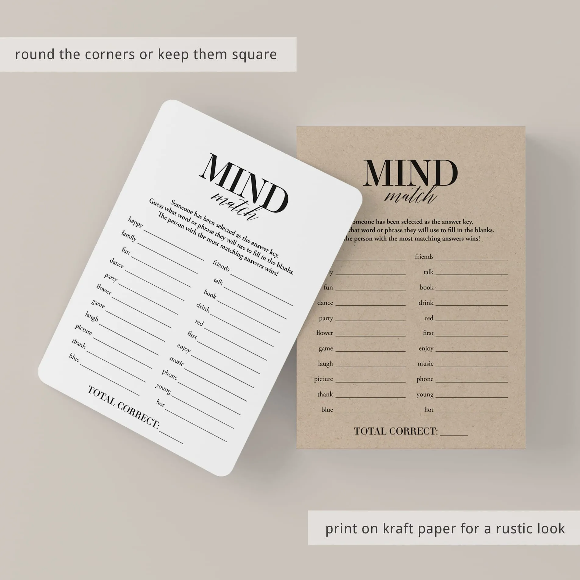Group Icebreaker Game Mind Match Printable