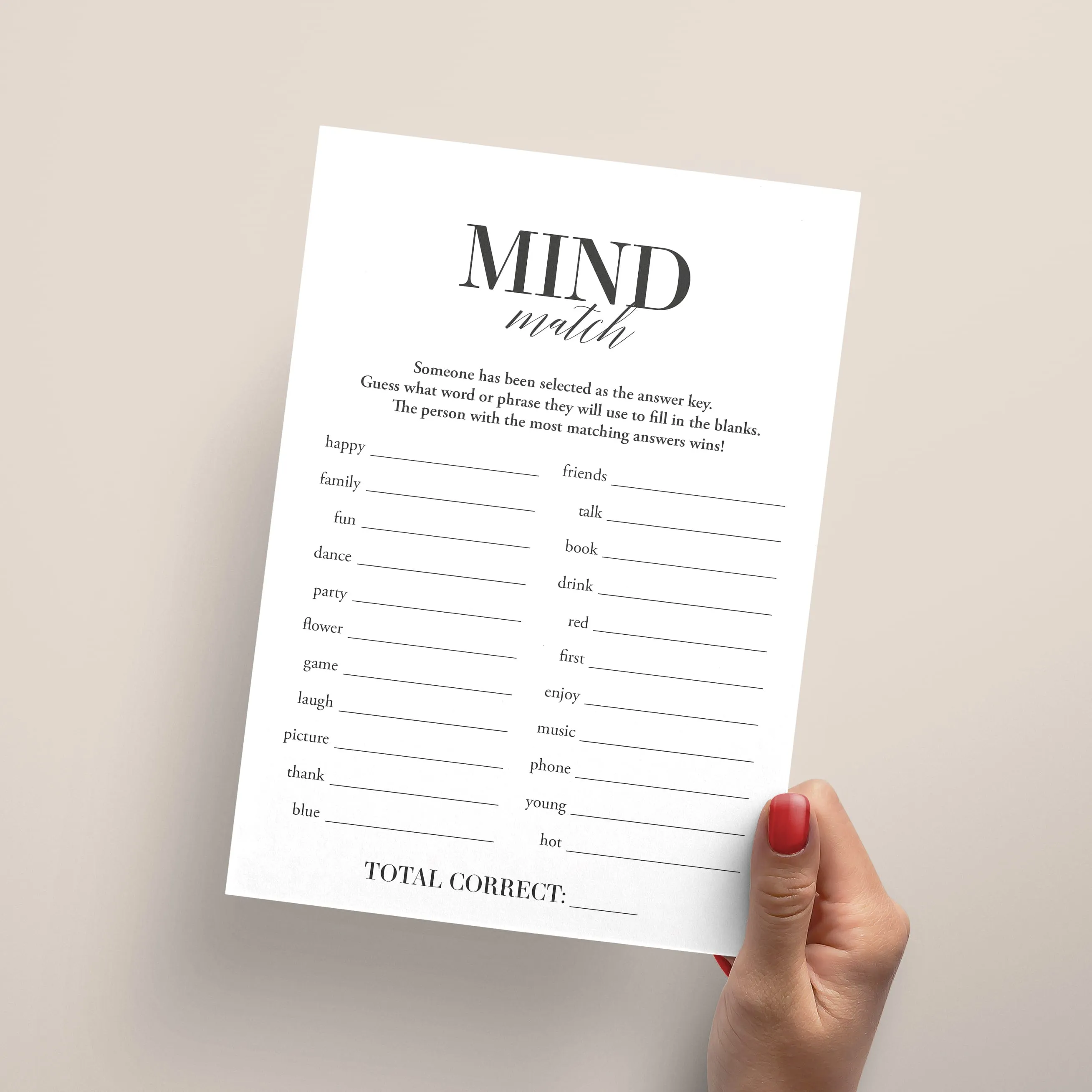Group Icebreaker Game Mind Match Printable