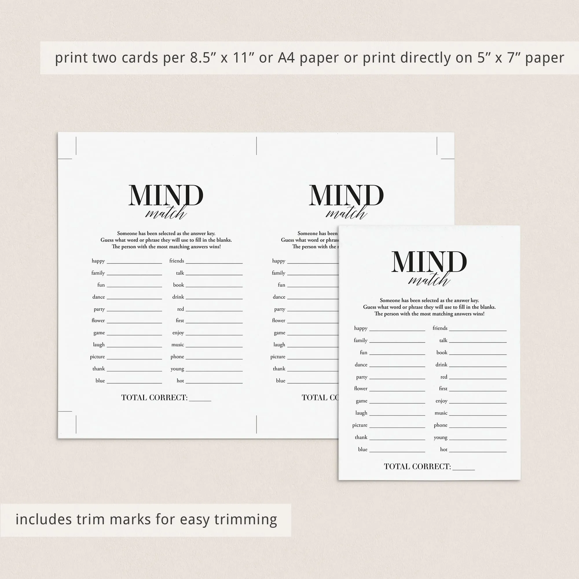 Group Icebreaker Game Mind Match Printable