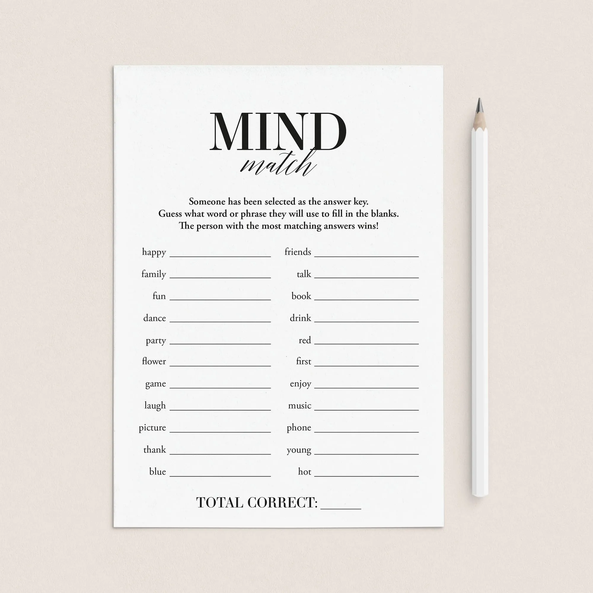 Group Icebreaker Game Mind Match Printable
