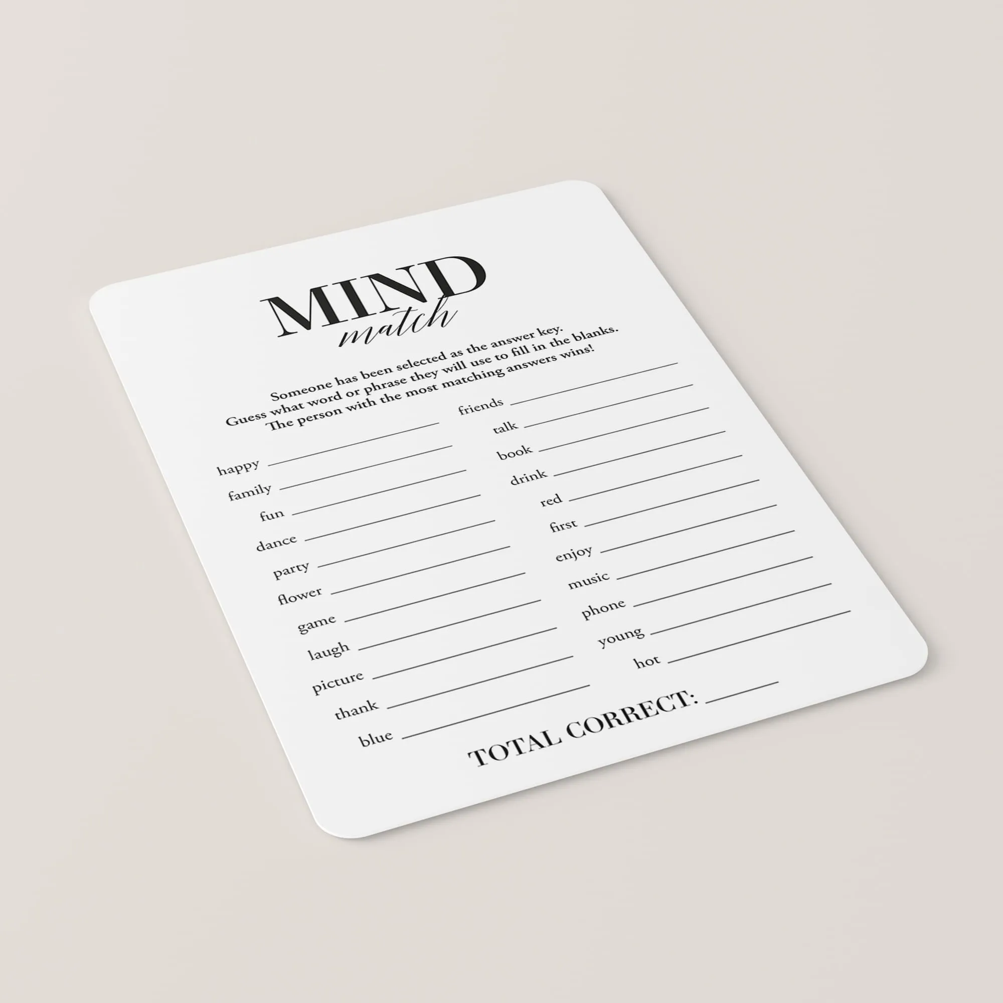 Group Icebreaker Game Mind Match Printable
