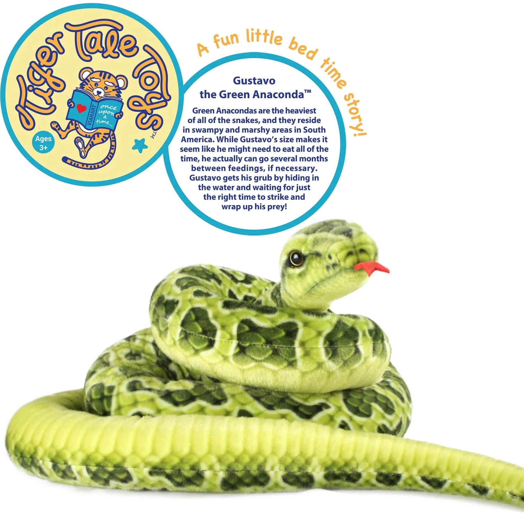 Gustavo The Green Anaconda | 100 Inch Stuffed Animal Plush | By TigerHart Toys