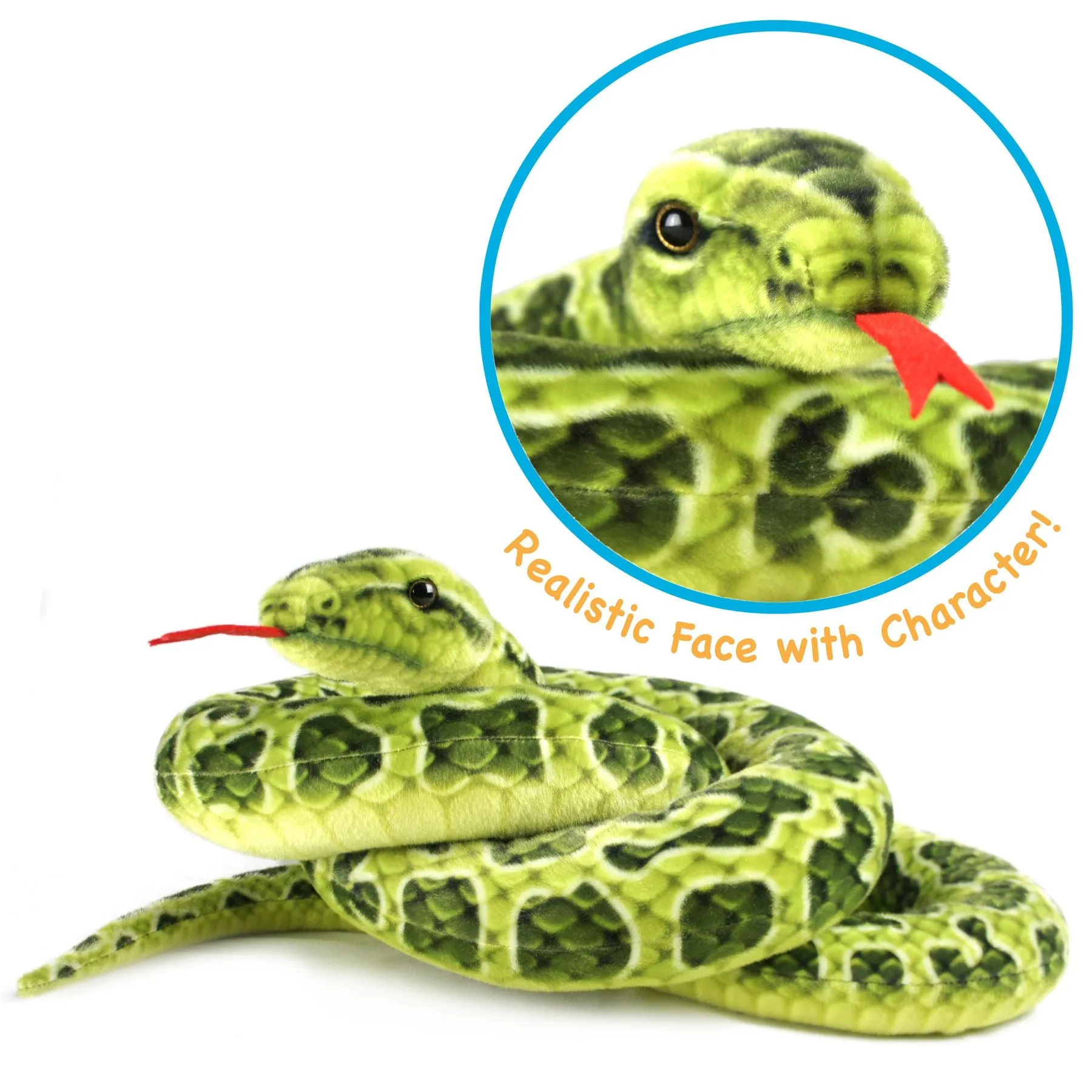 Gustavo The Green Anaconda | 100 Inch Stuffed Animal Plush | By TigerHart Toys