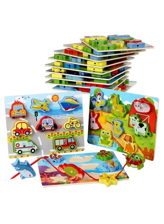 Magnetic Fishing Toys for Toddlers, Interactive Wooden Puzzle Toy for Kids, Transportation