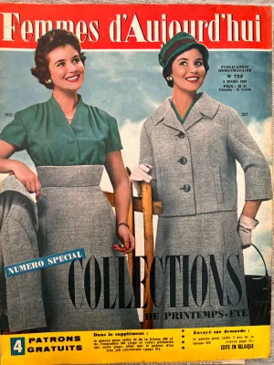 March 1959 French Women's Magazine Femmes d'Aujourd'hui with Pattern