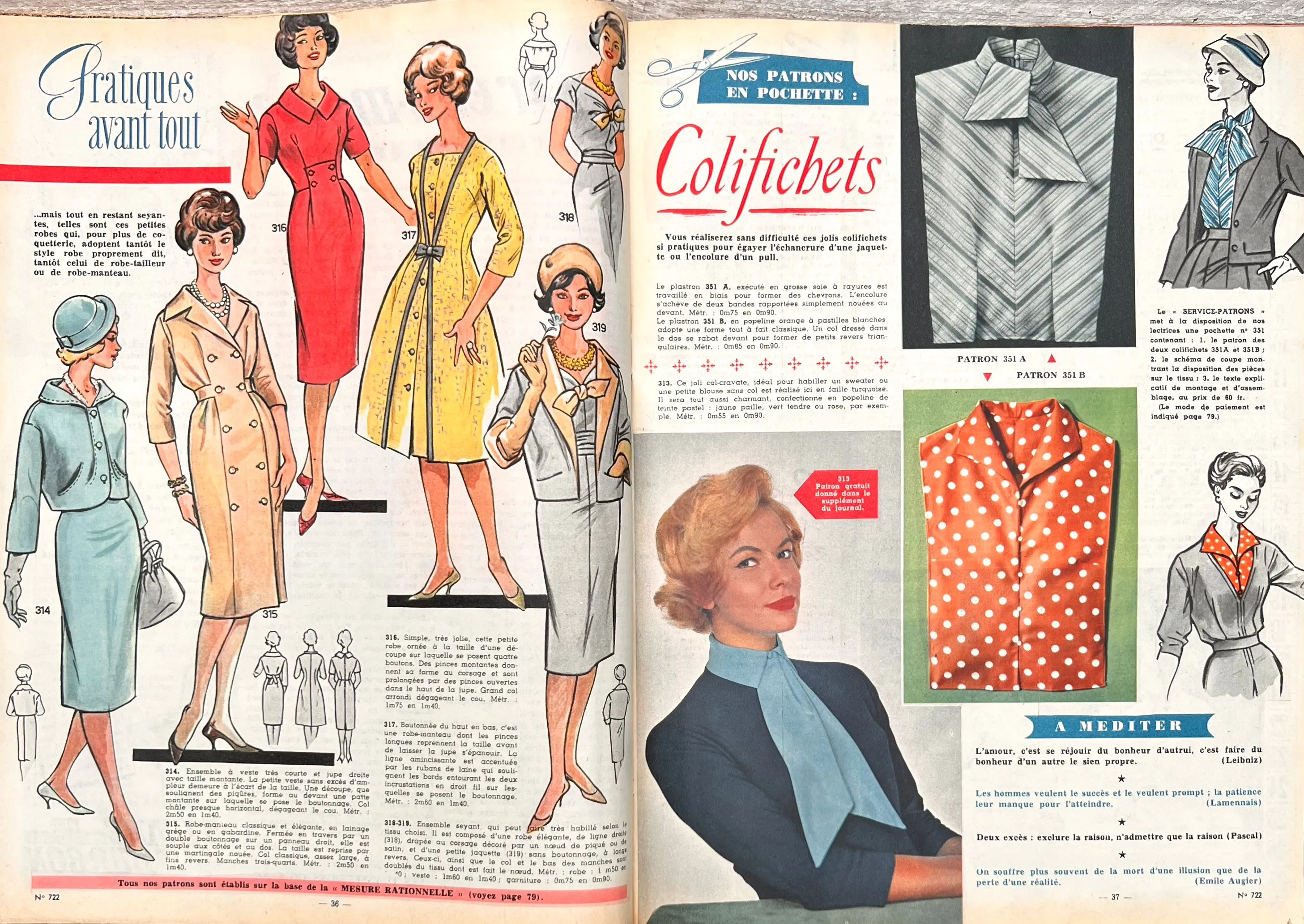 March 1959 French Women's Magazine Femmes d'Aujourd'hui with Pattern
