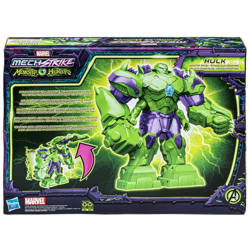 Marvel Avengers Mech Strike Monster Hunters Monster Smash with 6-Inch-Scale Hulk Deluxe Action Figure for Kids Ages 4 Years and Up