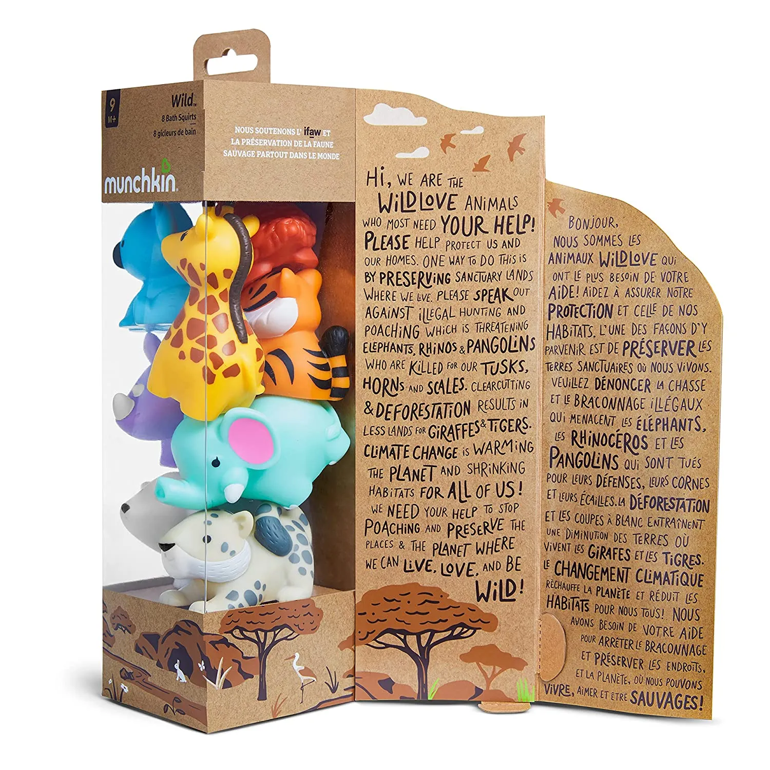 Munchkin Wild Animal Baby Bath Toy Squirts, 8 Pack