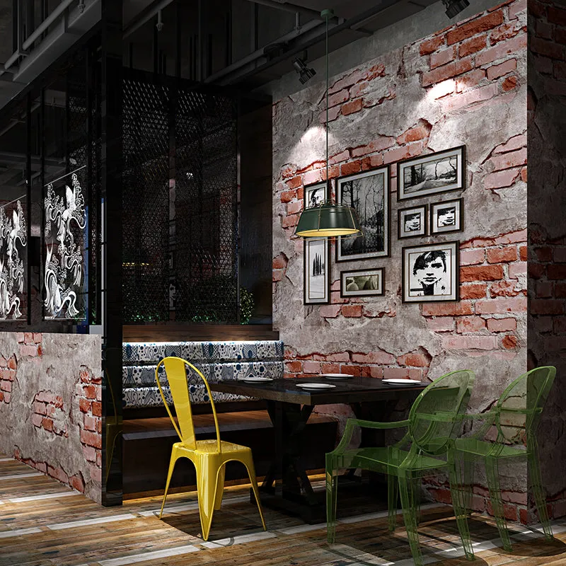 Nostalgic Brick Effect Wallpaper-Red (5.3 ㎡)