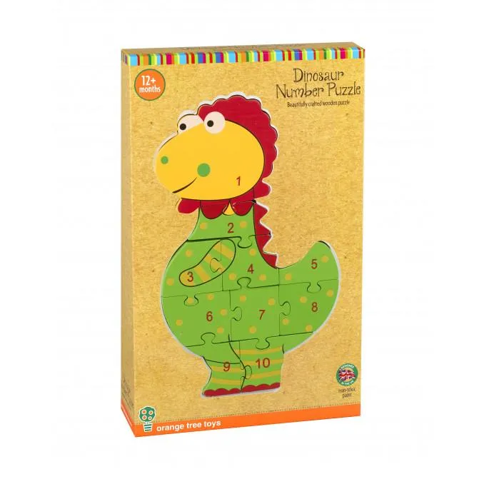 Orange Tree Toys Dinosaur Number Puzzle Birch Wood