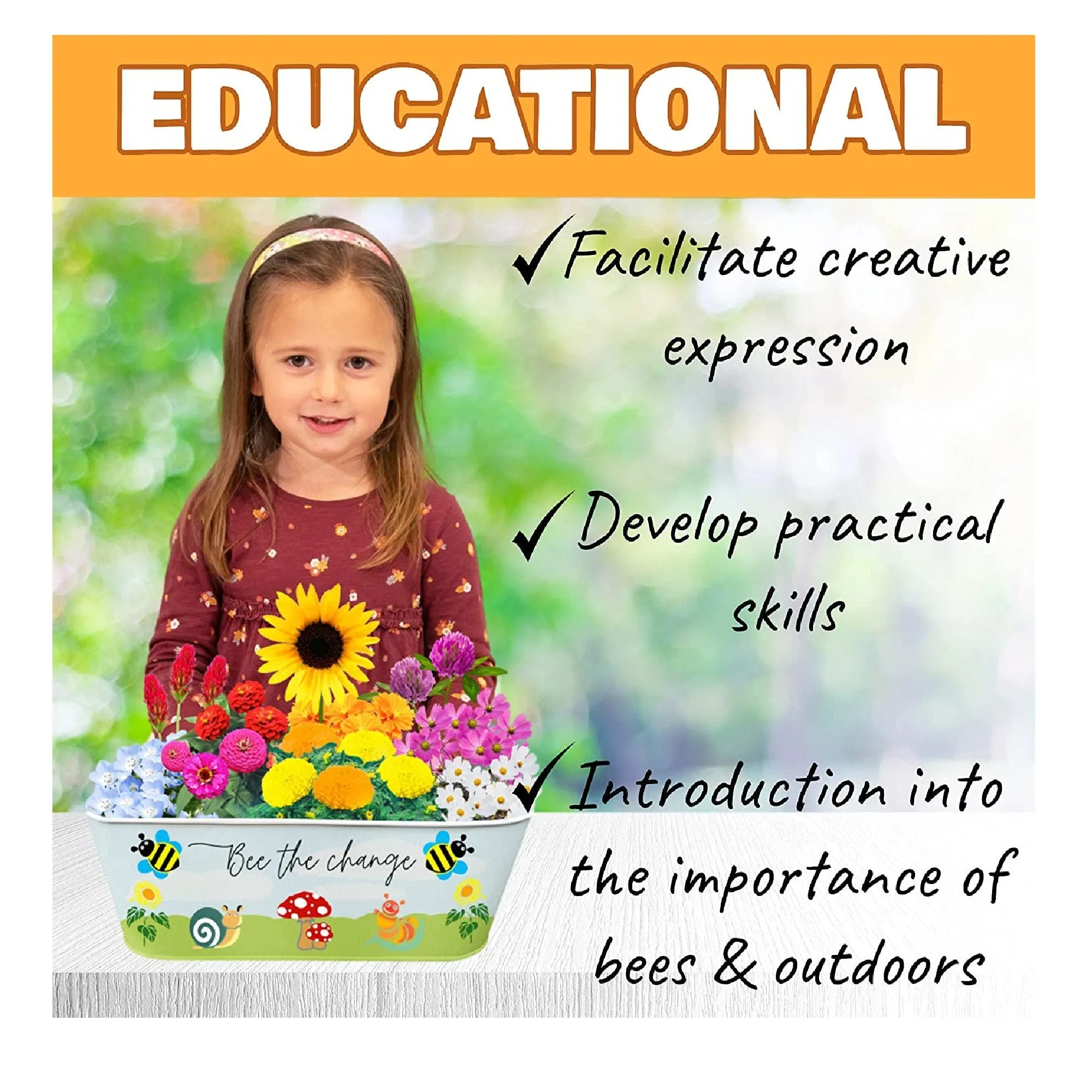 Paint & Plant Kids Gardening Set | With 10 Adhesive Templates I Flower Rowing Gardening Kit For Boys And Gifts For Girls