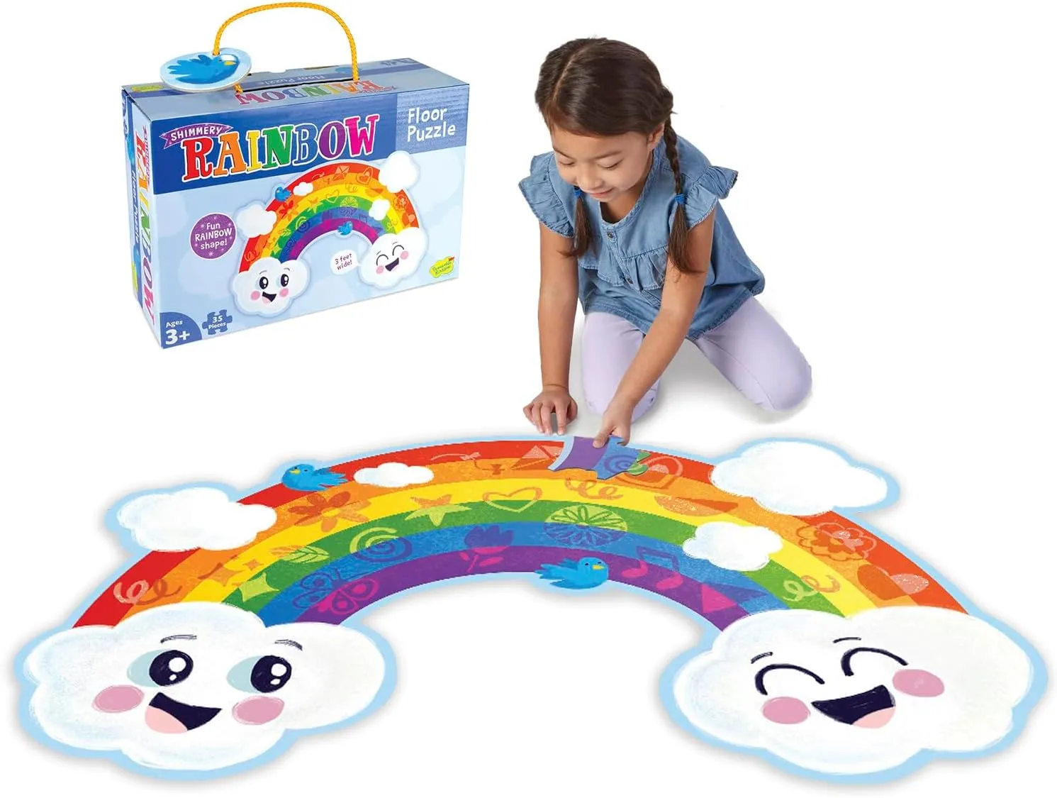 Peaceable Kingdom Floor Puzzle | Shimmery Rainbow